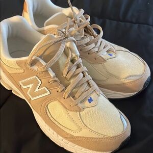 New Balance Tan and White Sneakers